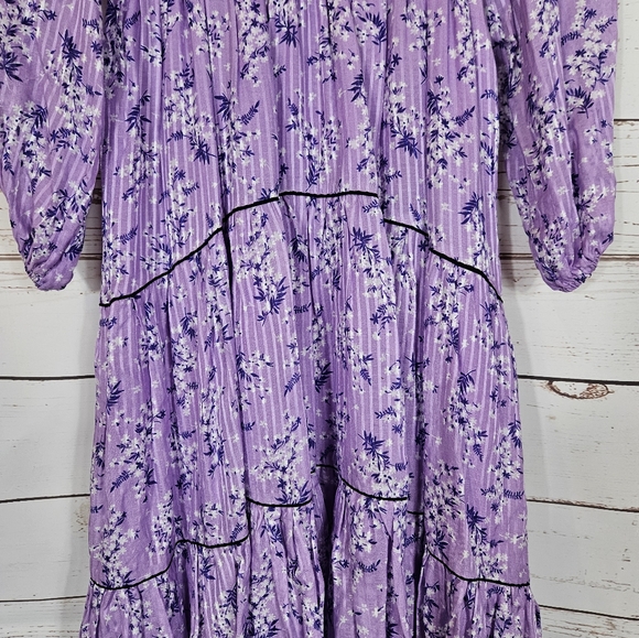 Ulla Johnson | Joan Purple Floral Midi Dress - Picture 5 of 8
